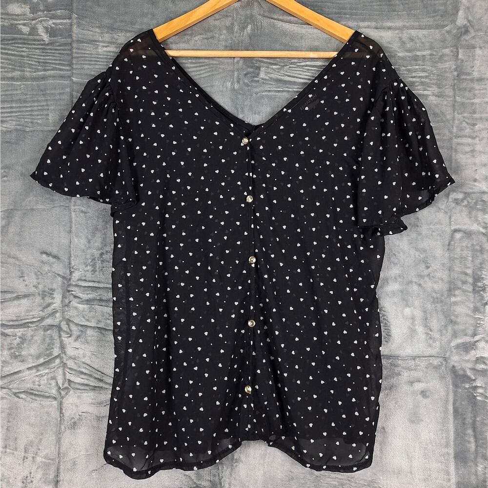 Womens Top‎ 1X Whimsygoth Fairy Grunge Goth Sheer Hearts Dark Romantic Feminine